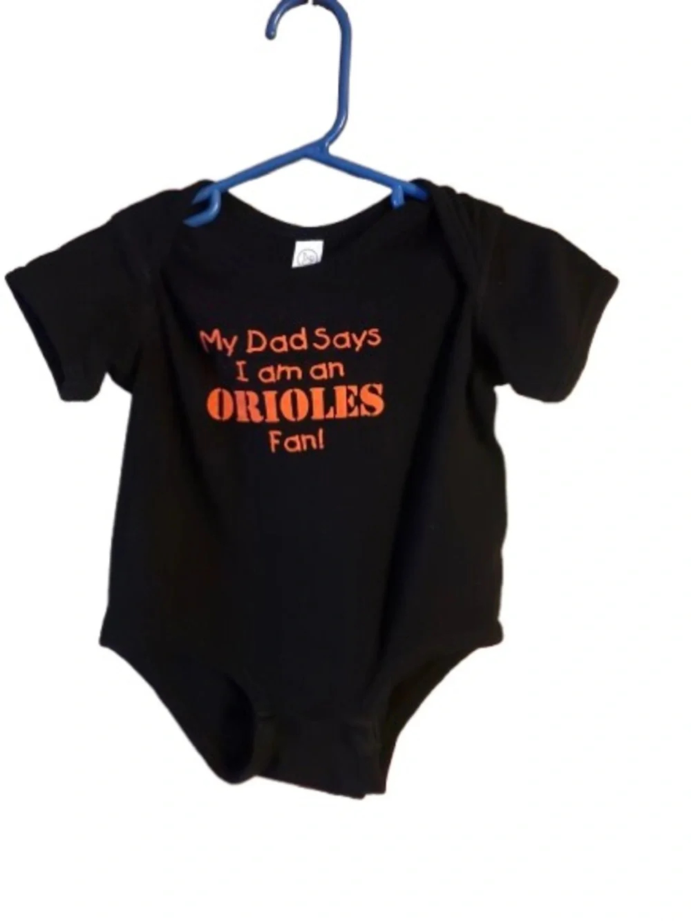 Kids Black Onesie with Orange 'Orioles Fan' Graphic
